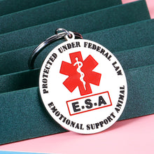 Load image into Gallery viewer, Double-Sided ESA Tag Keychain for Pet Dog Emotional Support Animal Red Medical Alert Symbol Puppy Kitten Collar Vest Tag Service Animals Dogs Cats