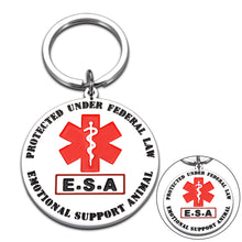 Load image into Gallery viewer, Double-Sided ESA Tag Keychain for Pet Dog Emotional Support Animal Red Medical Alert Symbol Puppy Kitten Collar Vest Tag Service Animals Dogs Cats