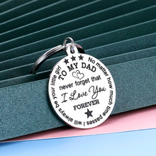 Load image into Gallery viewer, Dad Gifts Valentine Fathers Day Keychain for Daddy Step Dad Men Birthday Christmas Gift from Daughter Stepdaughter Kid Never Forget I Love You Forever Wedding Thanksgiving Present Keyring for Papa Him