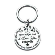 Load image into Gallery viewer, Dad Gifts Valentine Fathers Day Keychain for Daddy Step Dad Men Birthday Christmas Gift from Daughter Stepdaughter Kid Never Forget I Love You Forever Wedding Thanksgiving Present Keyring for Papa Him