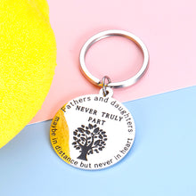 Load image into Gallery viewer, Fathers Day Keychain Dad Gift from Daughter Kids Christmas Birthday Present for Dad Daddy Papa Valentine Day Family Gift for Men Stepdad Fathers and Daughters Never Truly Part Keyring Stocking Stuffer

