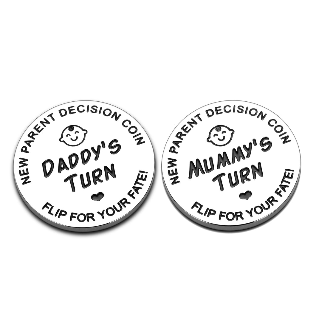 New Baby Gift for Parent Mom Daddy Baby Shower Gifts Funny Decision Coin for Women Men Pregnancy Mothers Fathers Day Gifts for First Time Moms Dads Mummy to Be Christmas Birthday Present Double-Sided