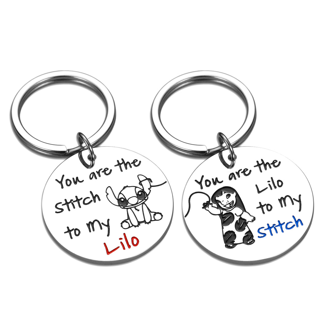 Friendship Gift for Best Friend BFF Birthday Valentines Day Gifts for Women Teen Girl Boys Matching Keychain 2021 Graduation Long Distance Gifts for Female Male Friends Christmas Lilo and Stith Gift