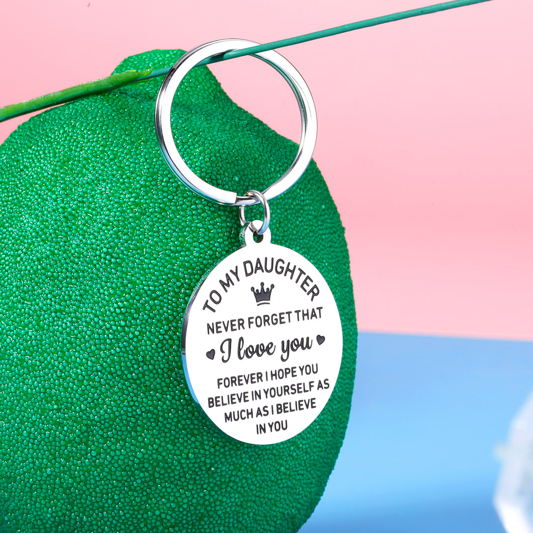 Daughter Gift from Mom Dad Keychain for Women Girls Daughter Stepdaughter Unbiological Daughter Back to School 16th 18th 21st Birthday Christmas Graduation Inspirational Present for Her Female
