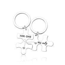 Load image into Gallery viewer, 2pc Couples Keychains for Him Her Boyfriend Girlfriend Anniversary Valentines Day Gifts for Husband Wife Her one His Only Puzzle Keychain Set Wedding Anniversary Christmas Gifts for Men Women
