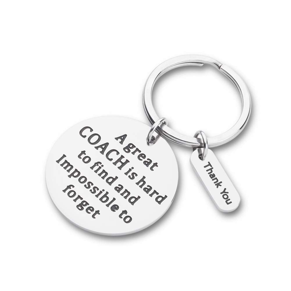 Coach Keychain Gifts for Coach Birthday Men Women Appreication Gift Key Tag for Teachers Day Gifts A Great Coach is Hard to Find But Impossible to Forget Thank You Gifts Jewelry for Coaches