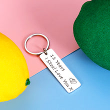 Load image into Gallery viewer, Keychain for 11 Year Anniversary Wedding Gift for Husband Wife Him Her 11th Anniversary Valentiens Day Gifts for Boyfriend from Girlfriend Birthday Christmas Present Funny I Steel Love You Couple Gift

