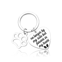 Load image into Gallery viewer, Pet Memorial Gift Remembrance Keychain for Loss of Dog Cat Sympathy Gifts for Dog Mom Men Friends Coworker No Longer by My Side But Forever in My Heart Key Ring Jewelry in Memory of Pet Cat Dog
