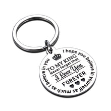 Load image into Gallery viewer, Mens Valentines Day Gifts Keychain for Husband Boyfriend from Wife Girlfriend Wedding Anniversary Fathers Day Gift for Men Him Fiance Groom Never Forget I Love You Keyring Christmas Birthday Present
