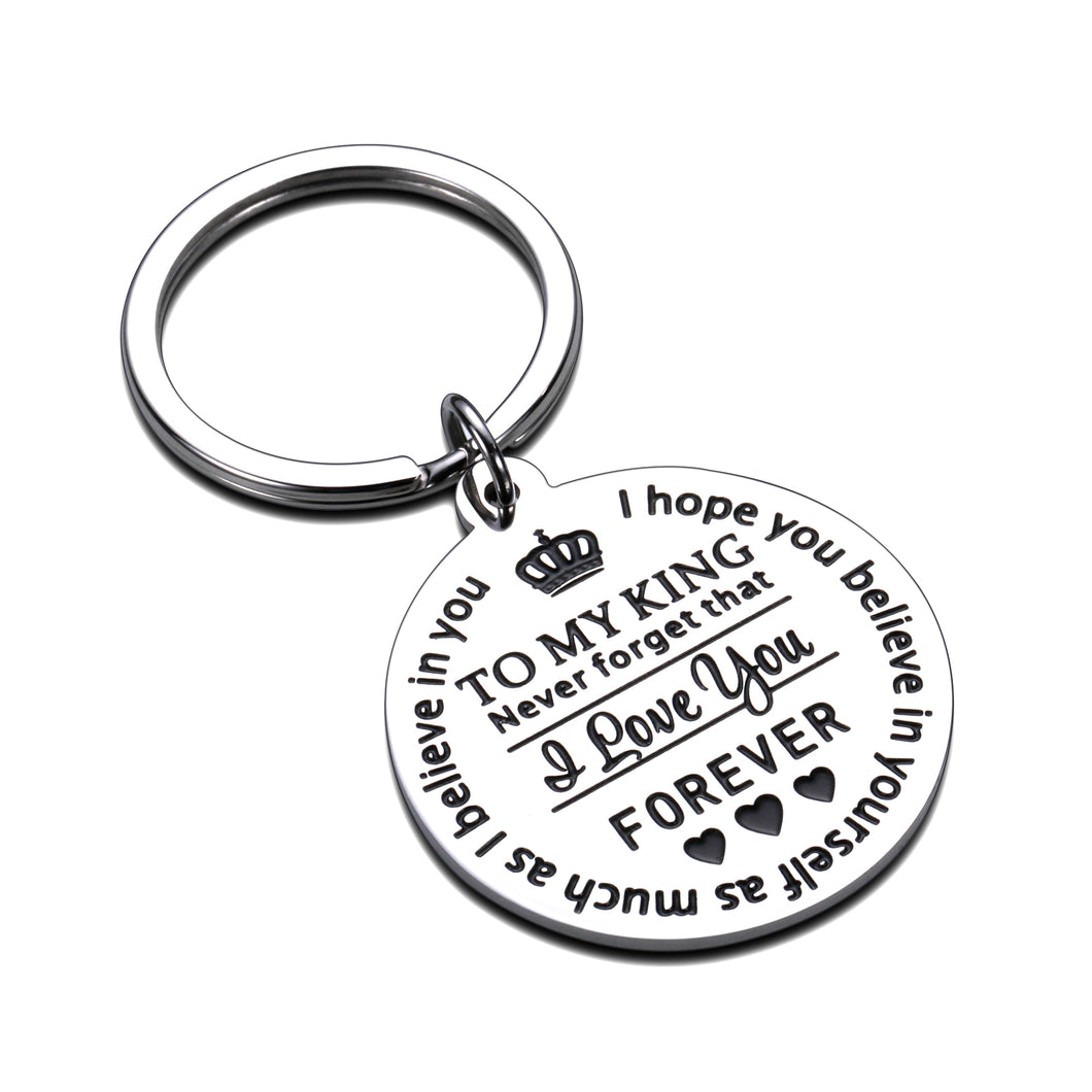 Mens Valentines Day Gifts Keychain for Husband Boyfriend from Wife Girlfriend Wedding Anniversary Fathers Day Gift for Men Him Fiance Groom Never Forget I Love You Keyring Christmas Birthday Present
