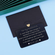 Load image into Gallery viewer, Wallet Insert Valentines Day Card Gift for Husband Men from Wife Women Christmas Birthday Present Hubby Wifey Never Forget I Love You Wedding Anniversary Gift New Year Thanksgiving Fathers Day Him
