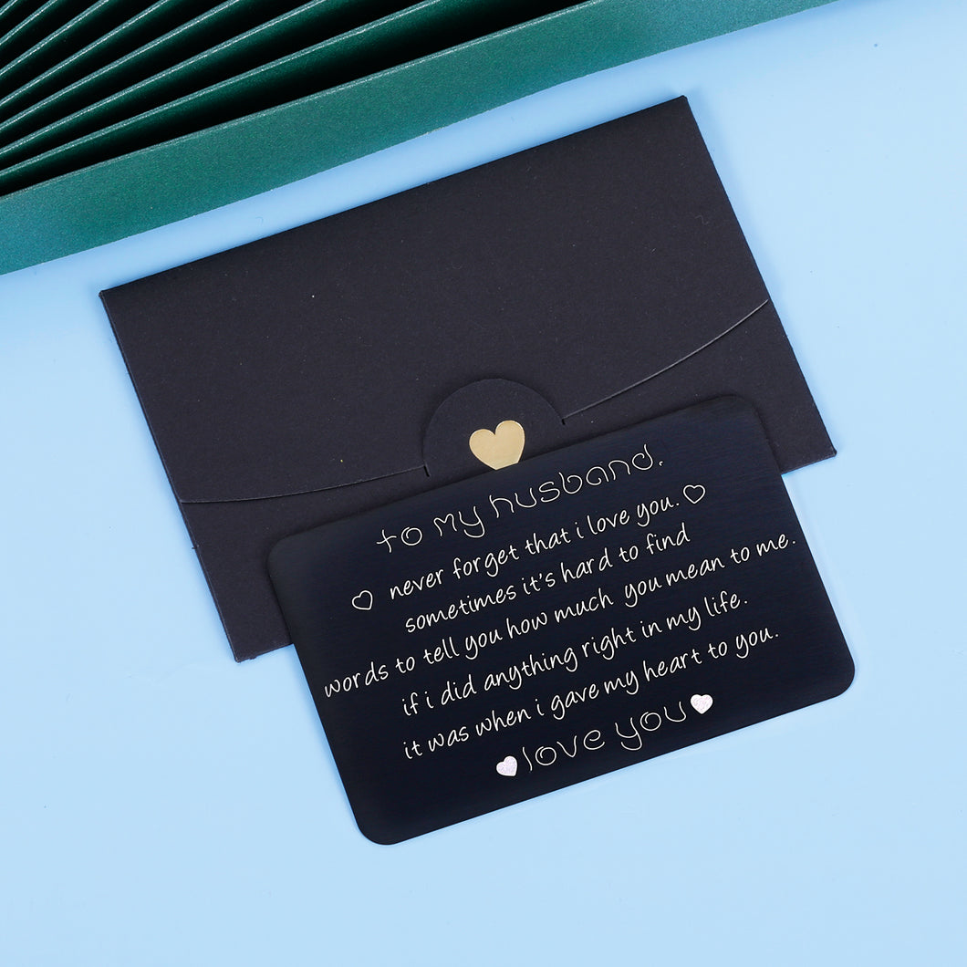 Wallet Insert Valentines Day Card Gift for Husband Men from Wife Women Christmas Birthday Present Hubby Wifey Never Forget I Love You Wedding Anniversary Gift New Year Thanksgiving Fathers Day Him