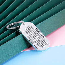 Load image into Gallery viewer, Inspirational Mom to Son Keychain Gifts Birthday 2020 Christmas Graduation Gift for Grads Him Men Teen Boys Come of Age Valentines Day Wedding Keyring Gift for Adult Step Son from Stepmom
