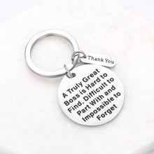 Load image into Gallery viewer, Boss Day Gift Thank You Office Keychain for Men Women Lady Birthday Christmas Thankgiving Retirement Gifts for Boss Leader Supervisor Mentor Leaving Going Away Farewell Present Keyring Female Male
