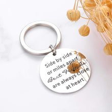 Load image into Gallery viewer, Friendship Gifts for Best Friend Keychain for Teen Girls Sisters Gifts Ideas for Friends BFF Bridesmaid Slibling Side by Side or Miles Apart Best Friends Jewelry for Women Her Birthday Christmas Gifts
