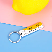 Load image into Gallery viewer, Keychain for 11 Year Anniversary Wedding Gift for Husband Wife Him Her 11th Anniversary Valentiens Day Gifts for Boyfriend from Girlfriend Birthday Christmas Present Funny I Steel Love You Couple Gift
