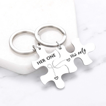 Load image into Gallery viewer, 2pc Couples Keychains for Him Her Boyfriend Girlfriend Anniversary Valentines Day Gifts for Husband Wife Her one His Only Puzzle Keychain Set Wedding Anniversary Christmas Gifts for Men Women
