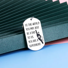 Load image into Gallery viewer, Dad Keychain Fathers Day Gifts for Dad from Daughter Son Wife Birthday Christmas Gift for Step Dad New Dad Daddy Valentines Day Family Gift for Men Him Daddy Thanksgiving Superhero Present to Papa
