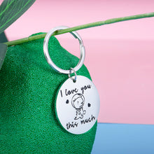 Load image into Gallery viewer, Boyfriend Girlfriend Gift Keychain for Birthday Valentines Day Anniversary Cute Couple Gifts for Women Men from Wife Wifey to Husband Hubby Christmas Wedding I Love You This Much Present Him Her
