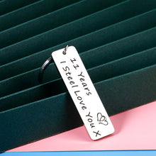 Load image into Gallery viewer, Keychain for 11 Year Anniversary Wedding Gift for Husband Wife Him Her 11th Anniversary Valentiens Day Gifts for Boyfriend from Girlfriend Birthday Christmas Present Funny I Steel Love You Couple Gift
