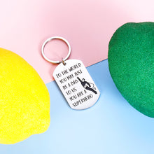 Load image into Gallery viewer, Dad Keychain Fathers Day Gifts for Dad from Daughter Son Wife Birthday Christmas Gift for Step Dad New Dad Daddy Valentines Day Family Gift for Men Him Daddy Thanksgiving Superhero Present to Papa
