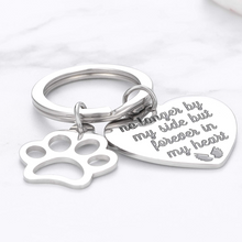 Load image into Gallery viewer, Pet Memorial Gift Remembrance Keychain for Loss of Dog Cat Sympathy Gifts for Dog Mom Men Friends Coworker No Longer by My Side But Forever in My Heart Key Ring Jewelry in Memory of Pet Cat Dog
