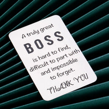 Load image into Gallery viewer, Boss Day Christmas Gift Wallet Insert for Men Women Office Thank You Card Gift for Boss Lady Leader Manager PM Mentor Supervisor Birthday Retirement Leaving Going Away Appreciation Present Female Male
