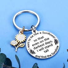 Load image into Gallery viewer, Inspirational Spiritual Keychain Sunflower Charm Gifts for Women Her Best Friend Him Birthday Christmas Graduation Floral Gifts for Adult Teen Girls Daughter Come of Age Friendship Key Ring Present
