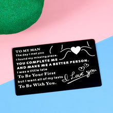 Load image into Gallery viewer, Wedding Anniversary to My Man Wallet Insert Valentines Day Gifts for Men Him Husband Boyfriend from Wife Girlfriend Birthday Fathers Day Christmas Couple I Love You Card Gift for Husband Fiancé Groom
