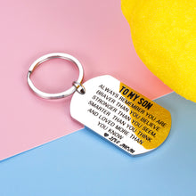 Load image into Gallery viewer, Inspirational Mom to Son Keychain Gifts Birthday 2020 Christmas Graduation Gift for Grads Him Men Teen Boys Come of Age Valentines Day Wedding Keyring Gift for Adult Step Son from Stepmom
