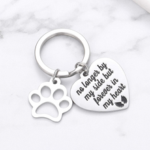 Load image into Gallery viewer, Pet Memorial Gift Remembrance Keychain for Loss of Dog Cat Sympathy Gifts for Dog Mom Men Friends Coworker No Longer by My Side But Forever in My Heart Key Ring Jewelry in Memory of Pet Cat Dog
