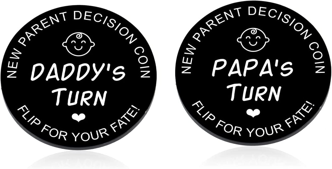 Funny Decision Coin for Gay Parents Double-Sided New Dad Gifts for Men LGBTQ Family Two Dads Parenting Gift for First Time Dad Papa Same-Sex Parent Daddy to Be Fathers Day Christmas