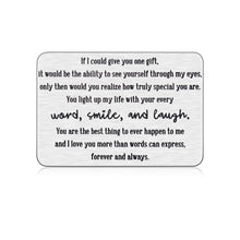Load image into Gallery viewer, Engraved Wallet Insert Card Anniversary Wedding Gifts for Him Men Husband Valentines Fathers Day Love Note for Boyfriend Hubby Fiancé Groom from Wife Wifey Girlfriend Birthday Christmas New Year Gift
