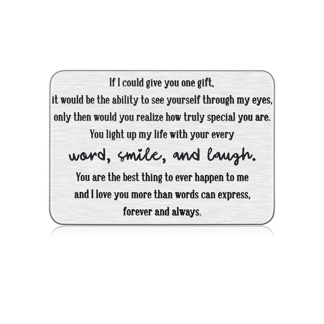 Engraved Wallet Insert Card Anniversary Wedding Gifts for Him Men Husband Valentines Fathers Day Love Note for Boyfriend Hubby Fiancé Groom from Wife Wifey Girlfriend Birthday Christmas New Year Gift
