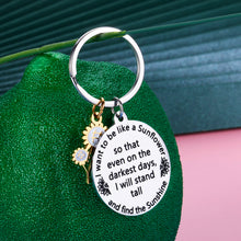 Load image into Gallery viewer, Inspirational Spiritual Keychain Sunflower Charm Gifts for Women Her Best Friend Him Birthday Christmas Graduation Floral Gifts for Adult Teen Girls Daughter Come of Age Friendship Key Ring Present
