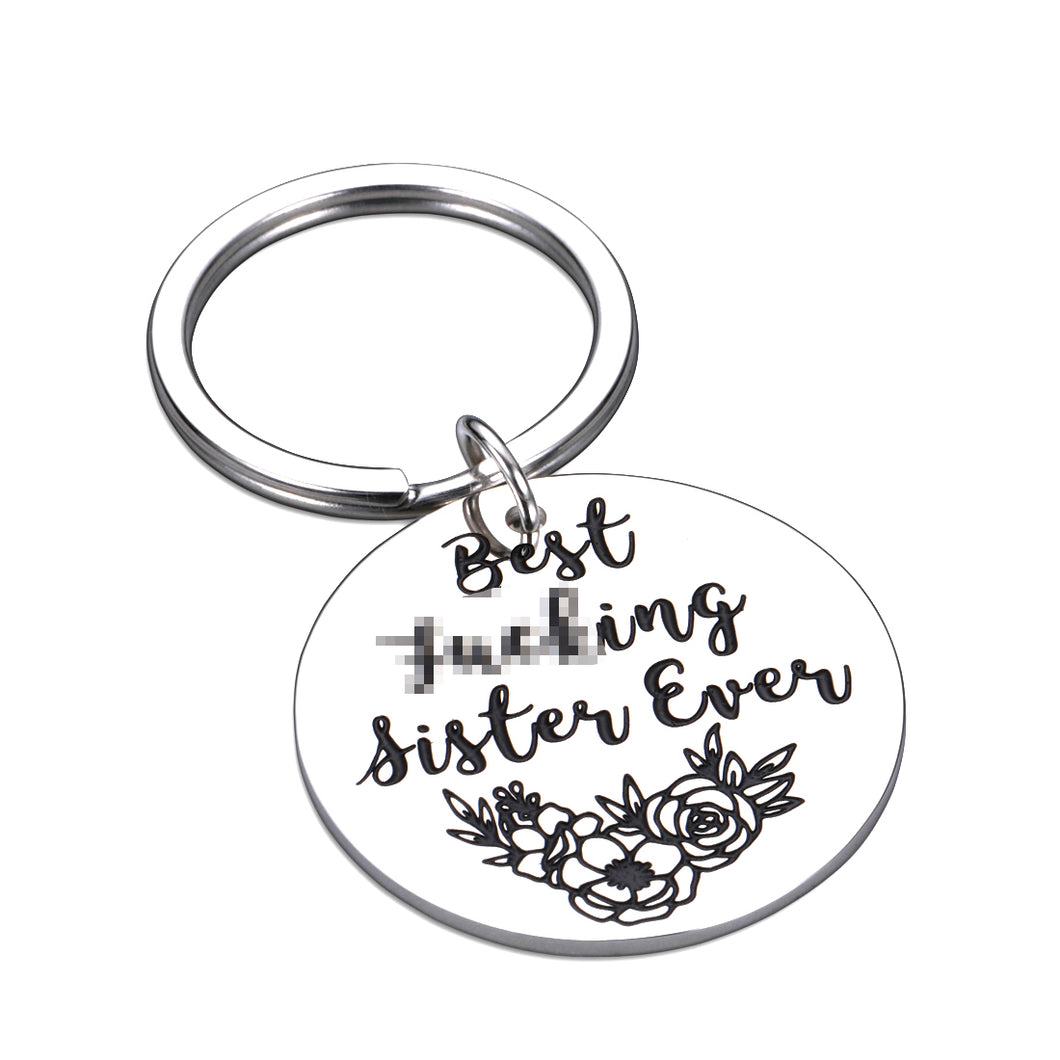 Funny Sister Gifts Best Friend Keychain for Women Birthday 2020 Christmas Friendship Thank You Keyring for BFF Teen Adult Half Sister in Law Wedding Appreciation Gift for Bridesmaid Girl Female Her