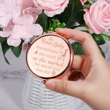 Load image into Gallery viewer, Boss Lady Gifts Compact Mirror for Women Boss Day Thank You Female Boss Leader Manager PM Coworker Christmas Rose Gold Travel Makeup Mirror for Her Retirement Leaving Going Away Inspirational Gift
