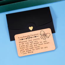 Load image into Gallery viewer, Wallet Card Daughter Gift from Mom for Her Girl Daughter Stepdaughter Birthday Christmas Stocking Stuffers Valentines Graduation Idea for Women Female Daughter in Law Goddaughter Wedding Basket Gifts
