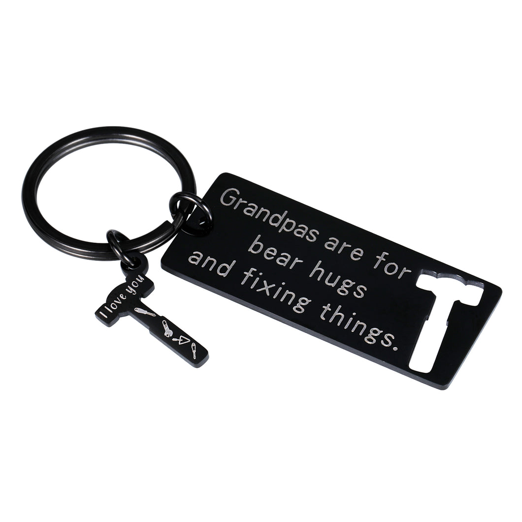 Grandpa Birthday Gifts Keychain from Granddaughter Grandson Grandkids Fathers Day Christmas Family Gift for Dad New Grandfather Wedding Keyring Gifts from Women Men Boys Girls New Year Thanksgiving