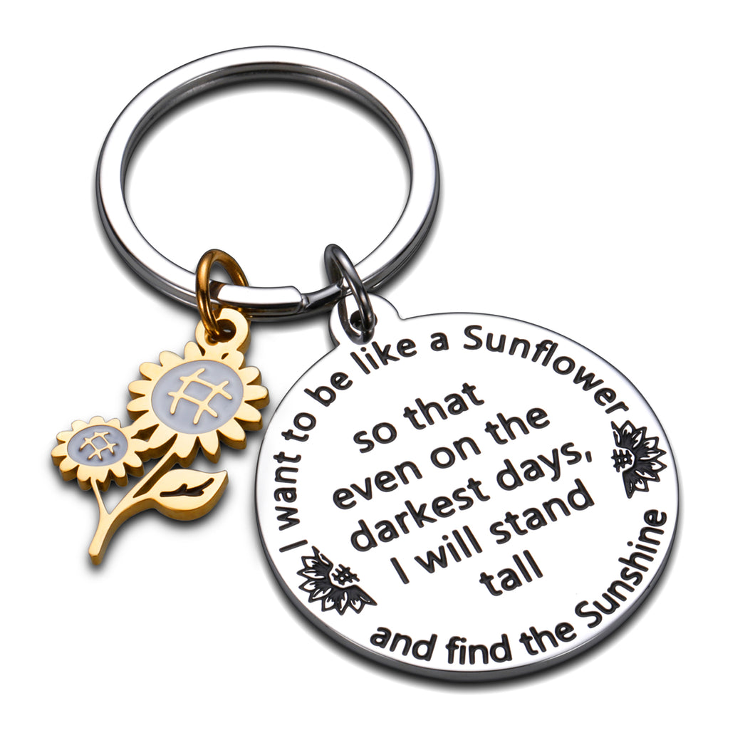 Inspirational Spiritual Keychain Sunflower Charm Gifts for Women Her Best Friend Him Birthday Christmas Graduation Floral Gifts for Adult Teen Girls Daughter Come of Age Friendship Key Ring Present