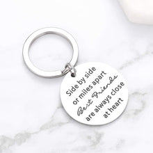 Load image into Gallery viewer, Friendship Gifts for Best Friend Keychain for Teen Girls Sisters Gifts Ideas for Friends BFF Bridesmaid Slibling Side by Side or Miles Apart Best Friends Jewelry for Women Her Birthday Christmas Gifts
