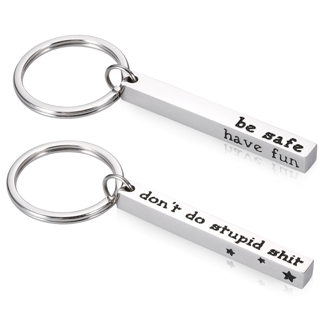 Funny Don't Do Stupid St Keychain Stocking Stuffer Birthday Gifts for Teen Kids Adult Son Daughter from Mom Dad Valentines Day Christmas Graduation New Driver Gift for Him Her Women Men Boys Girls
