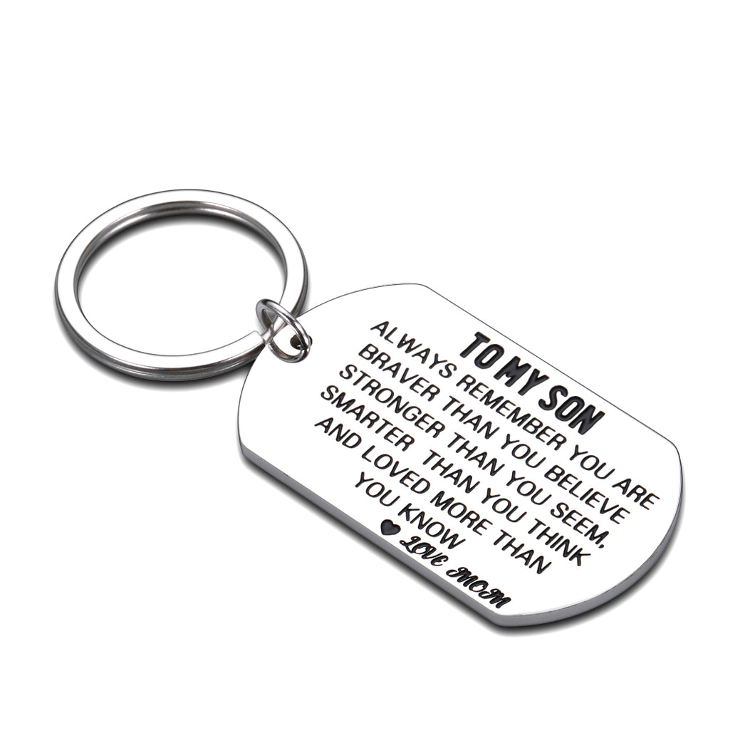 Inspirational Mom to Son Keychain Gifts Birthday 2020 Christmas Graduation Gift for Grads Him Men Teen Boys Come of Age Valentines Day Wedding Keyring Gift for Adult Step Son from Stepmom