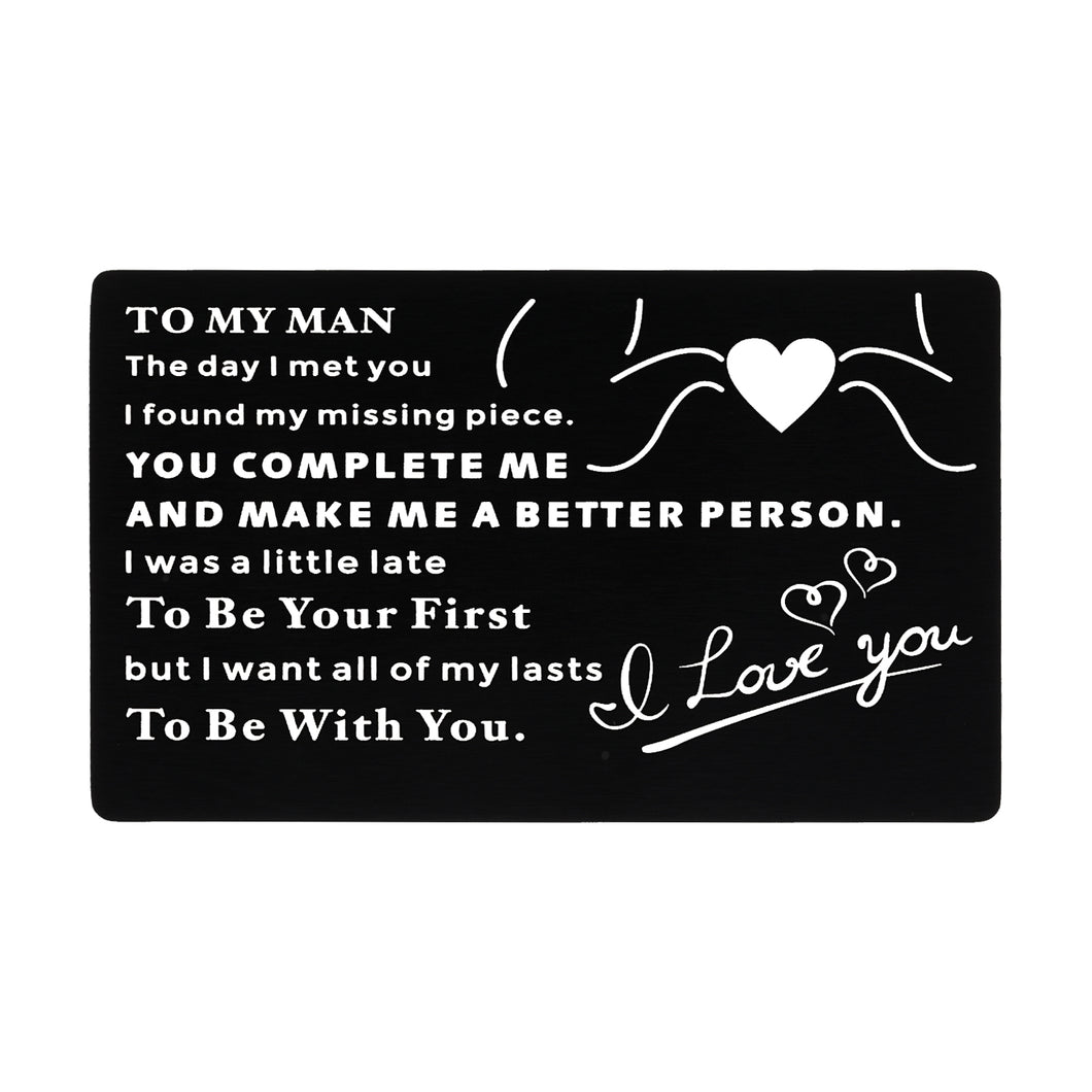 Wedding Anniversary to My Man Wallet Insert Valentines Day Gifts for Men Him Husband Boyfriend from Wife Girlfriend Birthday Fathers Day Christmas Couple I Love You Card Gift for Husband Fiancé Groom