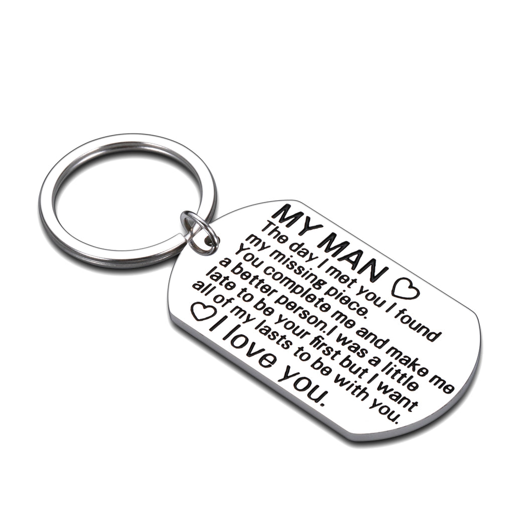 Men Keychain Gifts for Birthday Christmas Boyfriend Husband Fiancé I Love You Gift for Him Male Groom from Girlfriend Wife Valentines Wedding Anniversary Couple Gift to My Man Key Ring Present