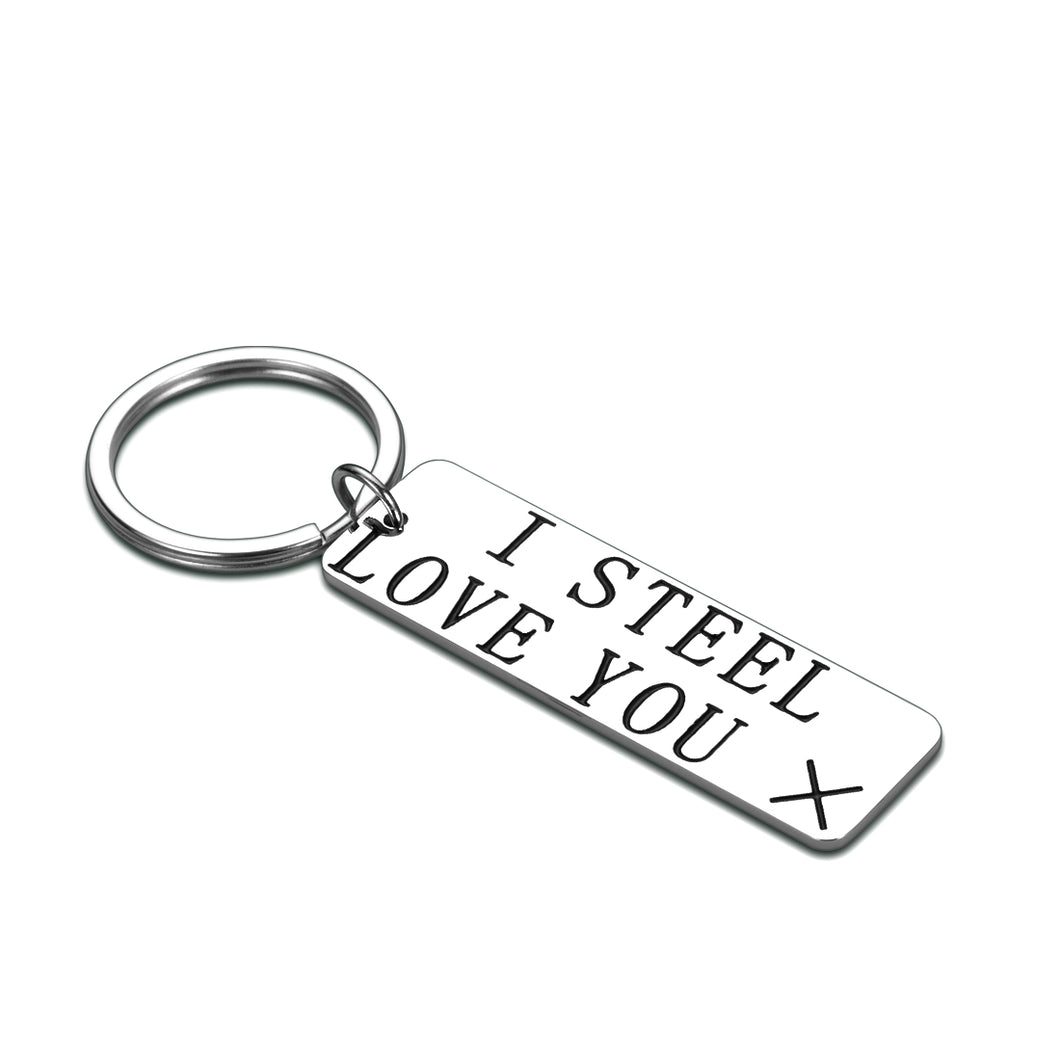 11 Years Wedding Anniversary Keychain Couple Gifts for Him Her Women Men Funny I Steel Love You Gift for Boyfriend Wife from Husband Girlfriend Birthday Christmas Valentines Day Hubby Wifey Keyring