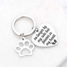 Load image into Gallery viewer, Pet Memorial Gift Remembrance Keychain for Loss of Dog Cat Sympathy Gifts for Dog Mom Men Friends Coworker No Longer by My Side But Forever in My Heart Key Ring Jewelry in Memory of Pet Cat Dog
