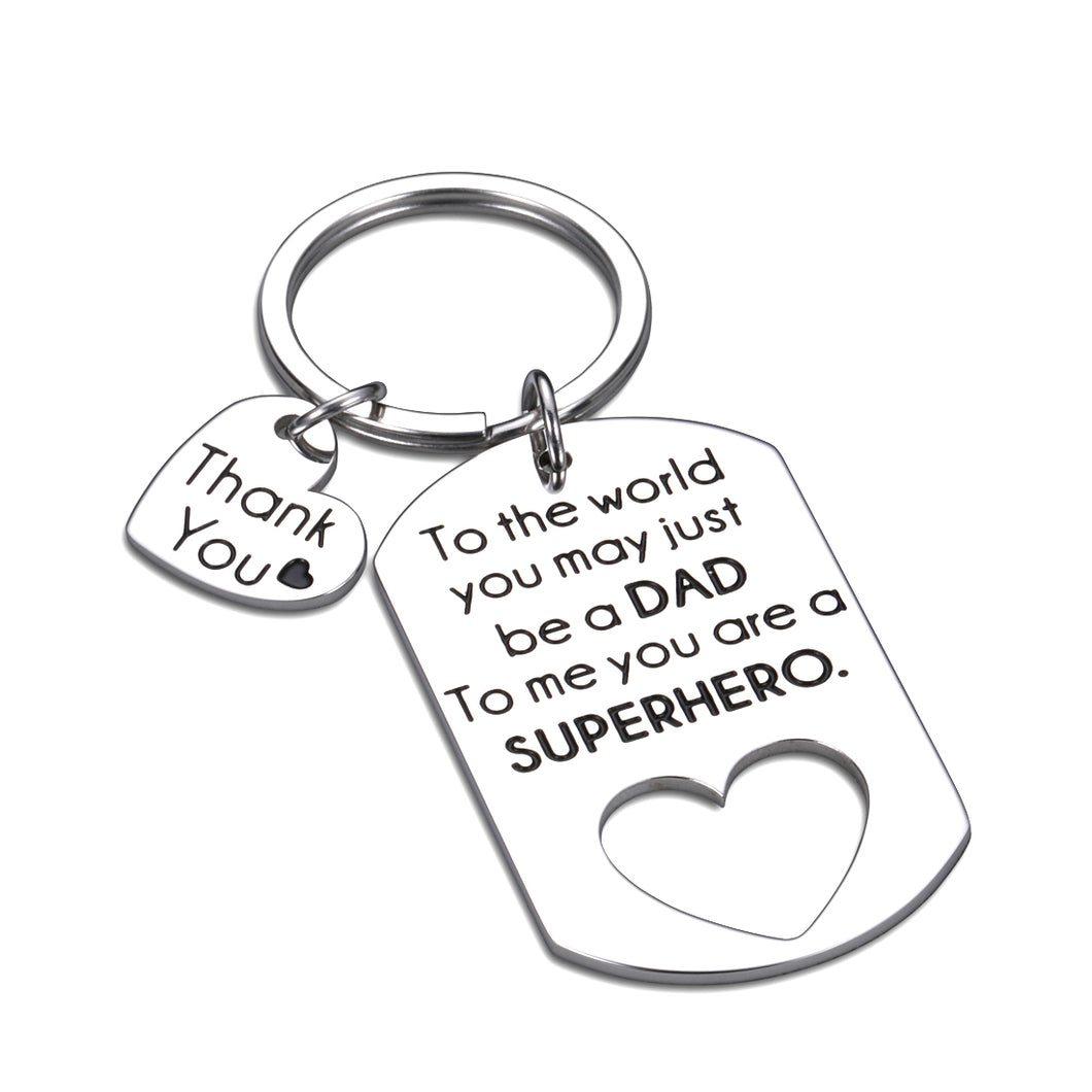 Dad Gifts Keychain from Daughter Son Wife Fathers Day Gift for Step dad Husband Papa Daddy Father in Law Present for Birthday Christmas Valentines Day Anniversary You Are A Superhero