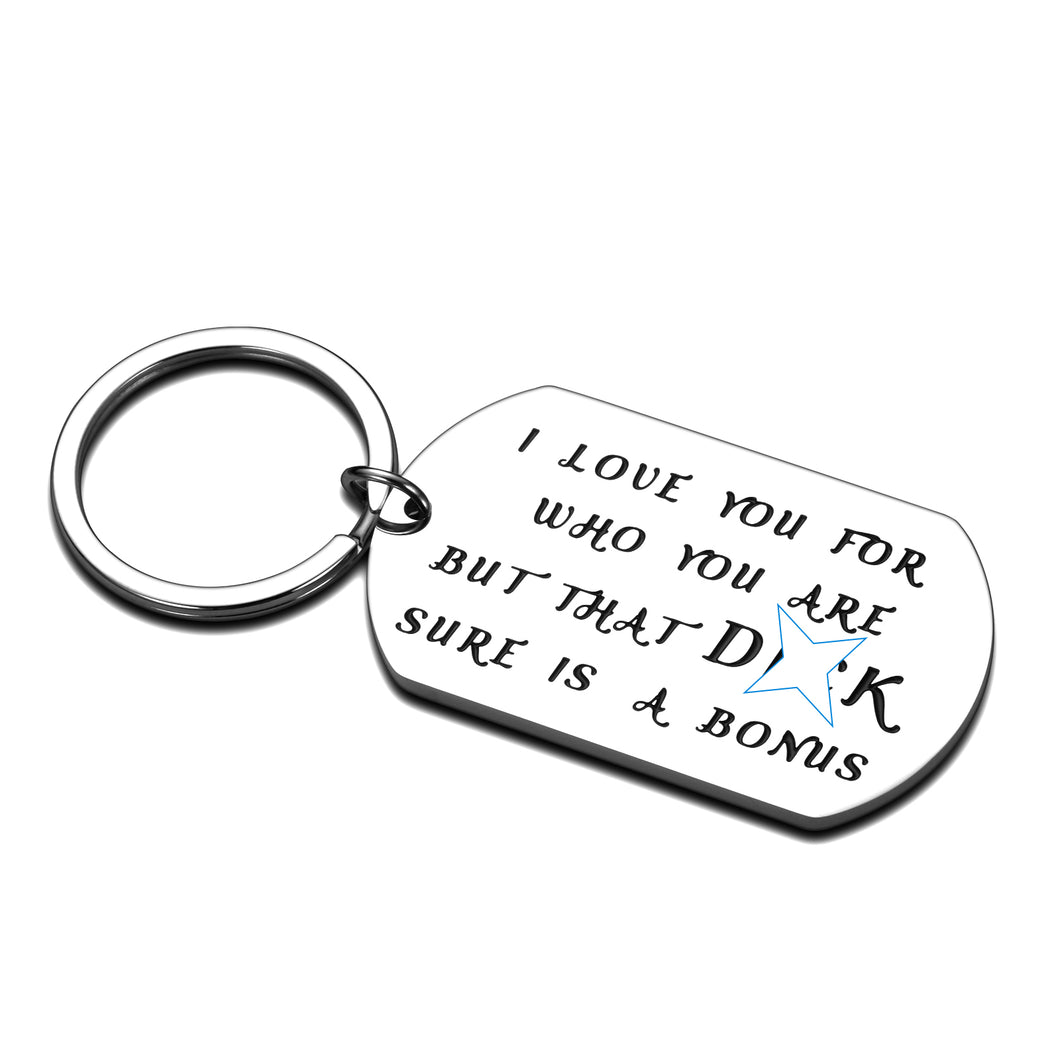 Funny Husband Boyfriend Keychain Gifts from Wife Girlfriend Christmas Birthday Present for Men Him Fiancé Groom Hubby I Love You Anniversary Valentines Day Gag Naughty Gift Idea Stocking Stuffers