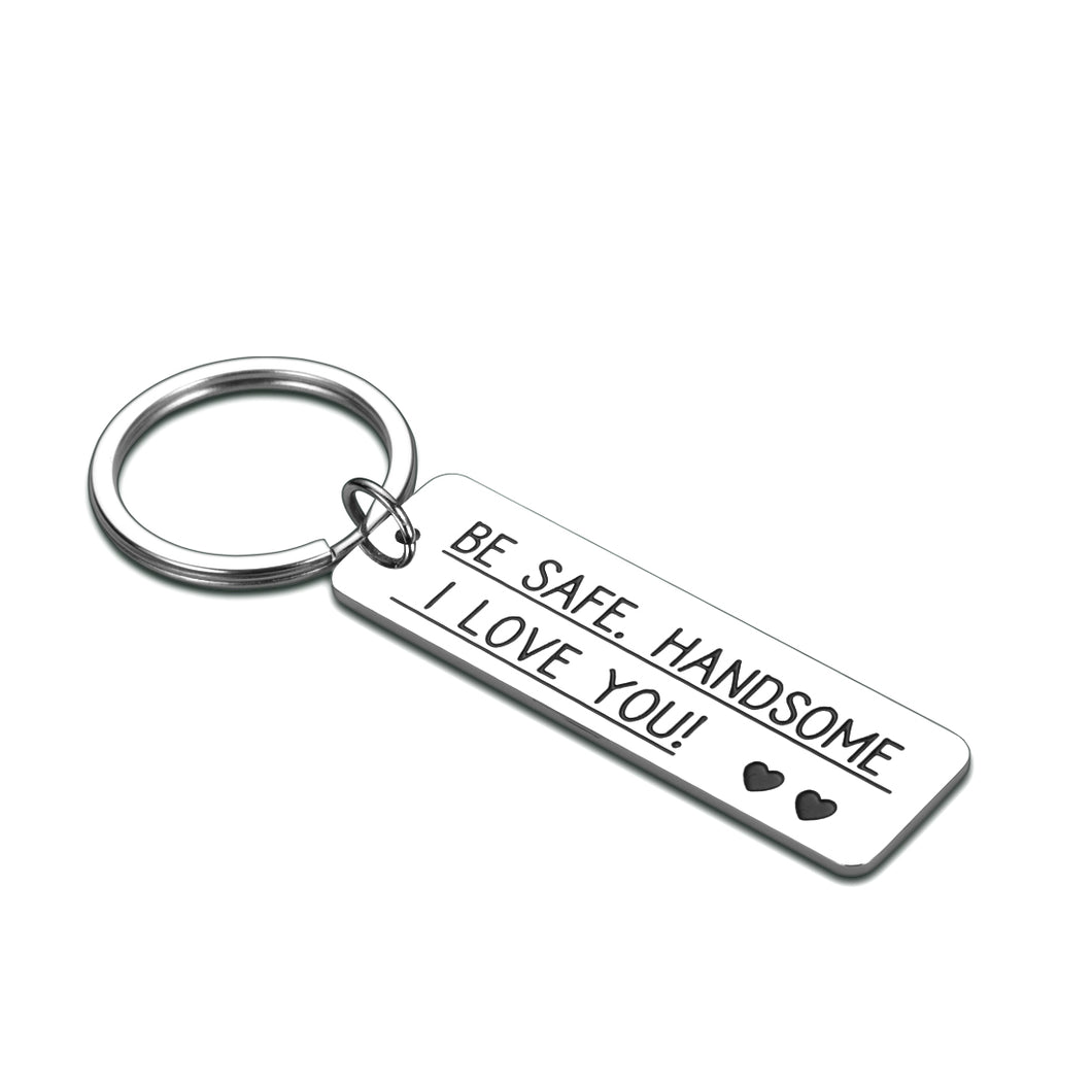 Fathers Day Gifts Be Safe Key-Chain for Boyfriend Husband Dad Men New Driver Birthday Keyring for College Student Graduation Gift for Him Teenage Boys Christmas Anniversary Valentines Day Gifts